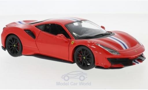 Miniature Ferrari 488 1/24 Burago Pista rouge/blanche 2018 Ferrari 488 1/24 Burago Pista rouge/blanche 2018 miniature