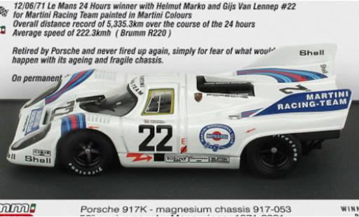 Miniature Porsche 917 1971 1/43 Brumm K RHD No.22 Martini Racing Team Martini 24h Le Mans 1971 in Sonderverpackung H.Marko/G.van Lennep Porsche 917 1971 1/43 Brumm K RHD No.22 Martini Racing Team Martini 24h Le Mans 1971 in Sonderverpackung H.Marko/G.van Lennep miniature