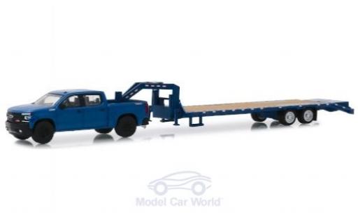 Miniature Chevrolet Silverado 1/64 Greenlight bleue 2019 mit Schwanenhalsanhänger Chevrolet Silverado 1/64 Greenlight bleue 2019 mit Schwanenhalsanhänger miniature