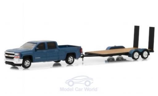 Miniature Chevrolet Silverado 1/64 Greenlight metallise bleue 2018 mit Transportanhänger Chevrolet Silverado 1/64 Greenlight metallise bleue 2018 mit Transportanhänger miniature