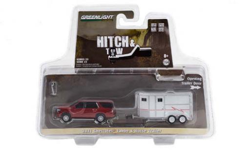 Miniature Chevrolet Tahoe 1/64 Greenlight rouge 2021 mit Horse Trailer Chevrolet Tahoe 1/64 Greenlight rouge 2021 mit Horse Trailer miniature
