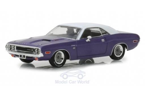 Miniature Dodge Challenger 1/43 Greenlight R/T metallise violetteee/blanche Graveyard Carz 1970 Dodge Challenger 1/43 Greenlight R/T metallise violetteee/blanche Graveyard Carz 1970 miniature