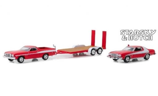 Miniature Ford Ranchero 1/64 Greenlight rouge/blanche Starsky & Hutch 1976 mit Gran Torino auf Zweiachshänger Ford Ranchero 1/64 Greenlight rouge/blanche Starsky & Hutch 1976 mit Gran Torino auf Zweiachshänger miniature