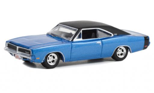 Miniature Dodge Charger 1/64 Greenlight metallise bleue/noire 1969 Dodge Charger 1/64 Greenlight metallise bleue/noire 1969 miniature