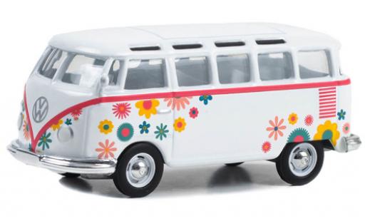 Miniature Volkswagen T1 1/64 Greenlight Samba bus blanche/Décorer 1964 Volkswagen T1 1/64 Greenlight Samba bus blanche/Décorer 1964 miniature