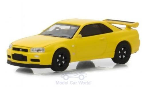 Miniature Nissan Skyline 1/64 Greenlight GT-R (BNR34) jaune 2001 Nissan Skyline 1/64 Greenlight GT-R (BNR34) jaune 2001 miniature