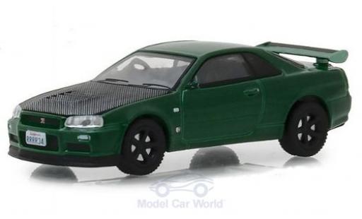 Miniature Nissan Skyline 1/64 Greenlight GT-R (BNR34) metallise verte 2000 Nissan Skyline 1/64 Greenlight GT-R (BNR34) metallise verte 2000 miniature
