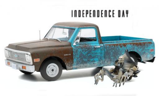 Miniature Chevrolet C-10 1/18 Highway 61 bleue/grise Independence Day 1971 avec traces d et Alien-figurine Chevrolet C-10 1/18 Highway 61 bleue/grise Independence Day 1971 avec traces d et Alien-figurine miniature