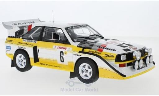 Miniature Audi Sport Quattro 1/18 IXO Sport quattro S1 E2 No.6 HB Team HB Rallye WM Rallye Monte Carlo 1986 mit Decals H.Mikkola/A.Hertz Audi Sport Quattro 1/18 IXO Sport quattro S1 E2 No.6 HB Team HB Rallye WM Rallye Monte Carlo 1986 mit Decals H.Mikkola/A.Hertz miniature