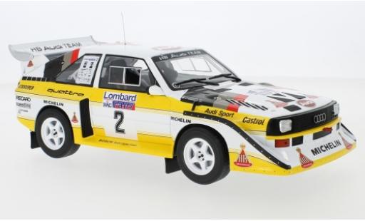 Miniature Audi Sport Quattro 1/18 IXO Sport quattro S1 No.2 HB Team HB Rallye WM RAC Rallye 1985 H.Mikkola/A.Hertz Audi Sport Quattro 1/18 IXO Sport quattro S1 No.2 HB Team HB Rallye WM RAC Rallye 1985 H.Mikkola/A.Hertz miniature