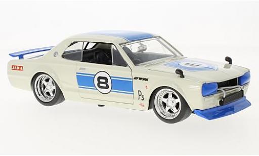 Miniature Nissan Skyline 1/24 Jada Toys 2000 GT-R (KPGC 10) blanche/bleue RHD 1971 Nissan Skyline 1/24 Jada Toys 2000 GT-R (KPGC 10) blanche/bleue RHD 1971 miniature