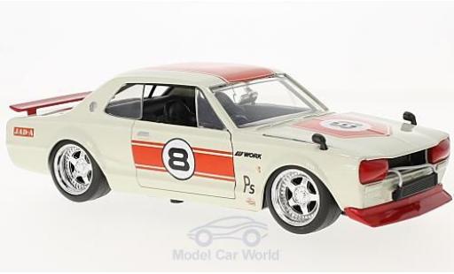 Miniature Nissan Skyline 1/24 Jada Toys 2000 GT-R (KPGC 10) blanche/rouge RHD 1971 Nissan Skyline 1/24 Jada Toys 2000 GT-R (KPGC 10) blanche/rouge RHD 1971 miniature