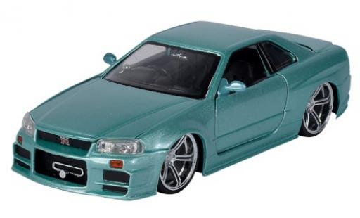 Miniature Nissan Skyline 1/24 Jada Toys GT-R (R34) metallise verte RHD Fast & Furious 2002 Nissan Skyline 1/24 Jada Toys GT-R (R34) metallise verte RHD Fast & Furious 2002 miniature