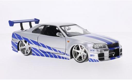 Miniature Nissan Skyline 1/24 Jada Toys GT-R (R34) Tuning grise/Dekor RHD Fast & Furious 2002 tuning Nissan Skyline 1/24 Jada Toys GT-R (R34) Tuning grise/Dekor RHD Fast & Furious 2002 tuning miniature