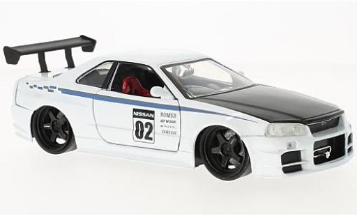 Miniature Nissan Skyline 1/24 Jada Toys GT-R (R34) blanche/noire 2002 Nissan Skyline 1/24 Jada Toys GT-R (R34) blanche/noire 2002 miniature