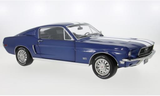 Miniature Ford Mustang 1/12 KK Scale GT Fastback bleue/blanche 1968 1:12 Ford Mustang 1/12 KK Scale GT Fastback bleue/blanche 1968 1:12 miniature