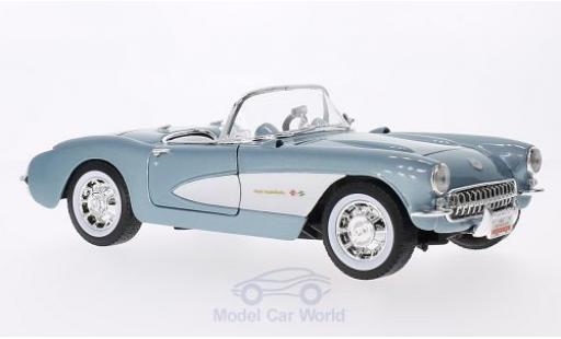 Miniature Chevrolet Corvette 1/18 Lucky Die Cast metallise bleue/blanche 1957 Chevrolet Corvette 1/18 Lucky Die Cast metallise bleue/blanche 1957 miniature