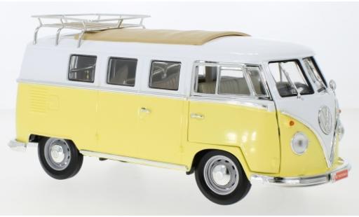 Miniature Volkswagen T1 1/18 Lucky Die Cast Kombi jaune/blanche 1962 avec Rack de toit et plinthe Volkswagen T1 1/18 Lucky Die Cast Kombi jaune/blanche 1962 avec Rack de toit et plinthe miniature