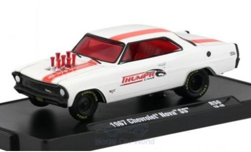 Miniature Chevrolet Nova 1/64 M2 Machines SS matt-blanche/rouge 1967 Chevrolet Nova 1/64 M2 Machines SS matt-blanche/rouge 1967 miniature