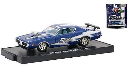 Miniature Dodge Charger 1/64 M2 Machines R/T HEMI metallise bleue/blanche Powerhouse 1971 Dodge Charger 1/64 M2 Machines R/T HEMI metallise bleue/blanche Powerhouse 1971 miniature