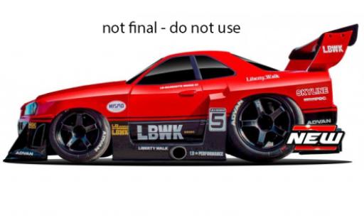 Miniature Nissan Skyline 1/64 Maisto GT-R (R34) Liberty Walk rouge/noire 1999 Nissan Skyline 1/64 Maisto GT-R (R34) Liberty Walk rouge/noire 1999 miniature