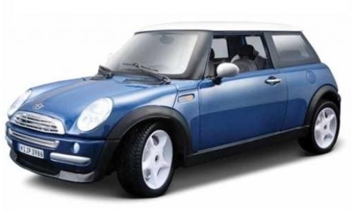 Miniature Mini Cooper 1/24 Maisto metallise bleue/blanche Mini Cooper 1/24 Maisto metallise bleue/blanche miniature