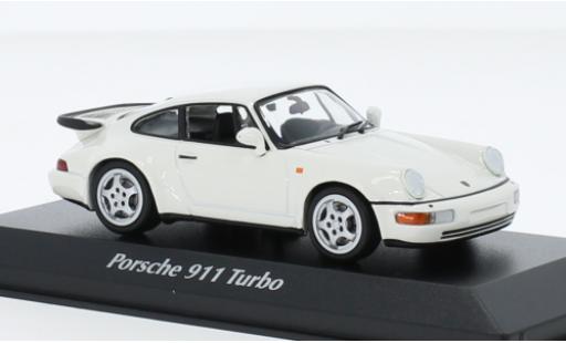 Miniature Porsche 964 Turbo 1/43 Maxichamps 911  blanche 1990 Porsche 964 Turbo 1/43 Maxichamps 911  blanche 1990 miniature