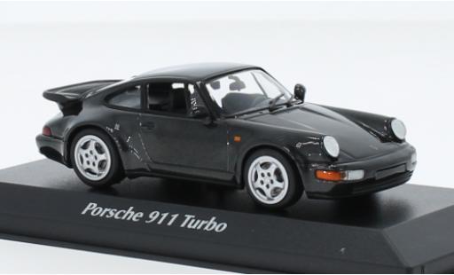 Miniature Porsche 964 Turbo 1/43 Maxichamps 911  metallise noire 1990 Porsche 964 Turbo 1/43 Maxichamps 911  metallise noire 1990 miniature