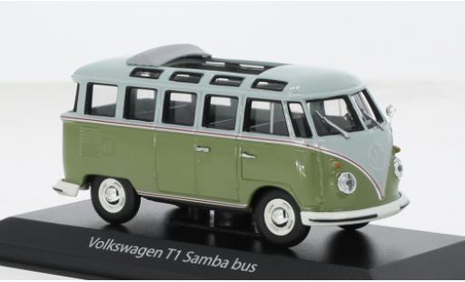Miniature Volkswagen T1 1/43 Maxichamps Samba grise/verte 1961 1:43 Volkswagen T1 1/43 Maxichamps Samba grise/verte 1961 1:43 miniature