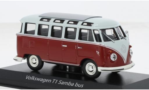 Miniature Volkswagen T1 1/43 Maxichamps Samba grise/rouge 1961 1:43 Volkswagen T1 1/43 Maxichamps Samba grise/rouge 1961 1:43 miniature