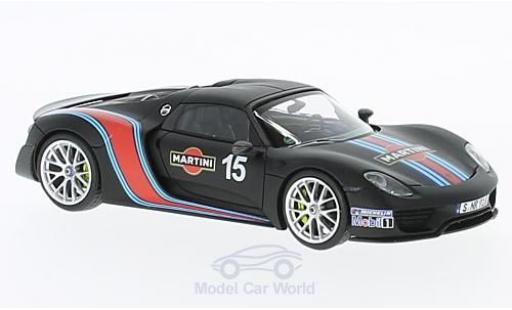Miniature Porsche 918 2013 1/43 Minichamps Spyder Weissach-Package matt-noire Martini 2013 Porsche 918 2013 1/43 Minichamps Spyder Weissach-Package matt-noire Martini 2013 miniature
