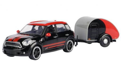 Miniature Mini Cooper 1/24 Motormax S All4 Countryman noire/rouge avec caravane Mini Cooper 1/24 Motormax S All4 Countryman noire/rouge avec caravane miniature