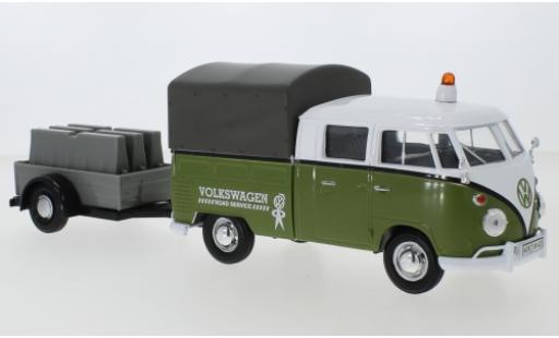 Miniature Volkswagen T1 1/24 Motormax Doppelkabine verte/blanche Road Service mit Anhänger Volkswagen T1 1/24 Motormax Doppelkabine verte/blanche Road Service mit Anhänger miniature
