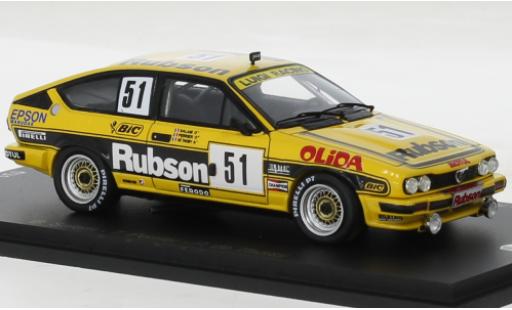 Miniature Alfa Romeo Alfetta 1/43 Spark GTV6 No.51 Luigi Racing 24h Spa 1984 Alfa Romeo Alfetta 1/43 Spark GTV6 No.51 Luigi Racing 24h Spa 1984 miniature