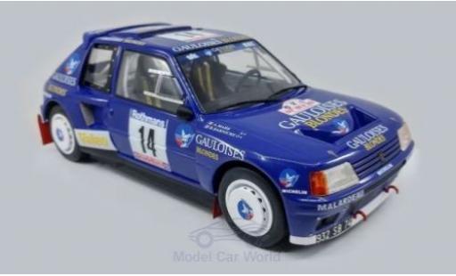 Miniature Peugeot 205 1/18 Triple 9 Collection T16 No.14 Gauloises Rallye WM Tour de Corse 1985 B.Darniche/A.Mahe Peugeot 205 1/18 Triple 9 Collection T16 No.14 Gauloises Rallye WM Tour de Corse 1985 B.Darniche/A.Mahe miniature