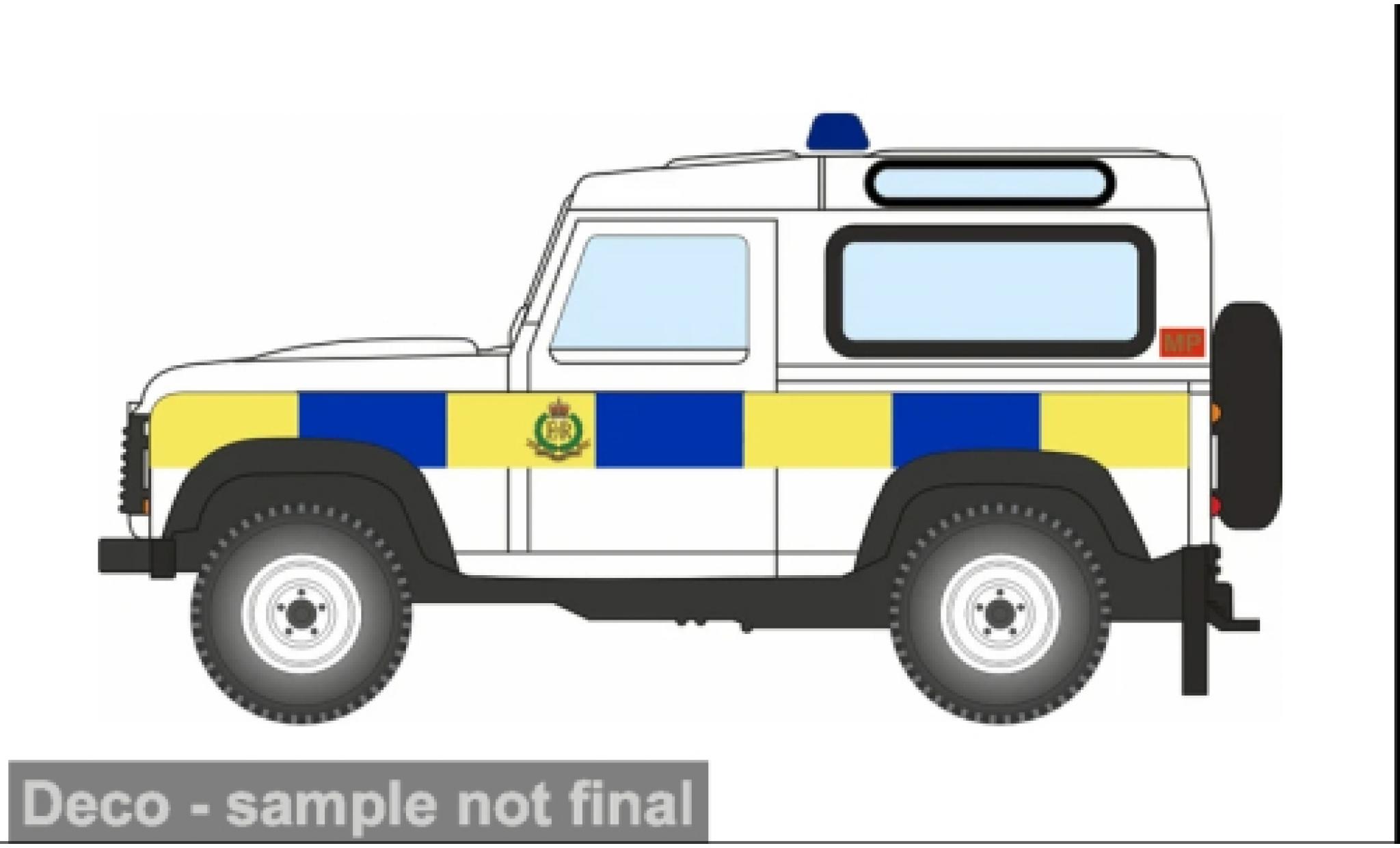 Land Rover Defender 1/76 Oxford 90 blanche Royal Military Police 1:76 miniature