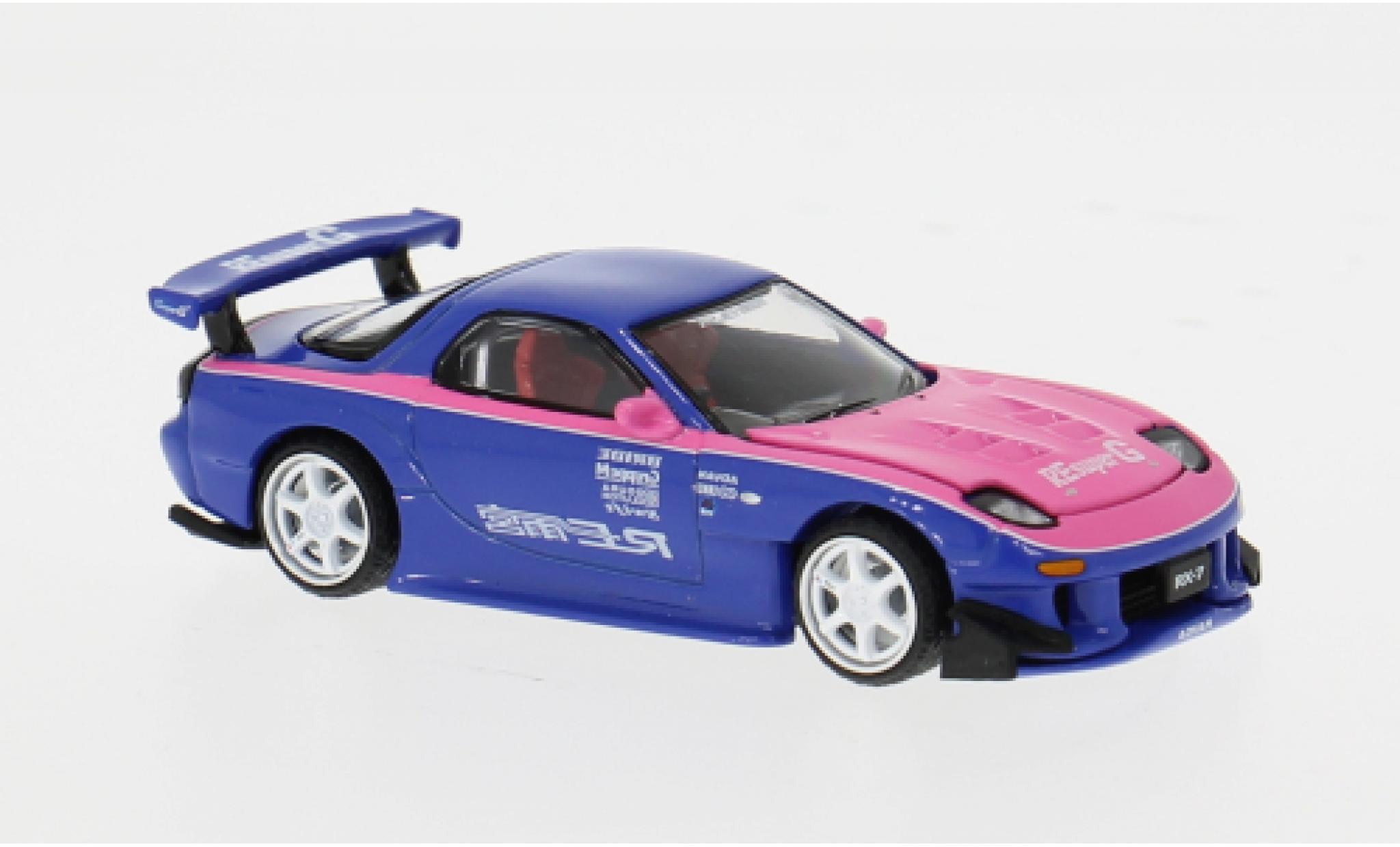 Mazda RX7 1/64 Pop Race RE-Amemiya bleue/pink 1:64 miniature