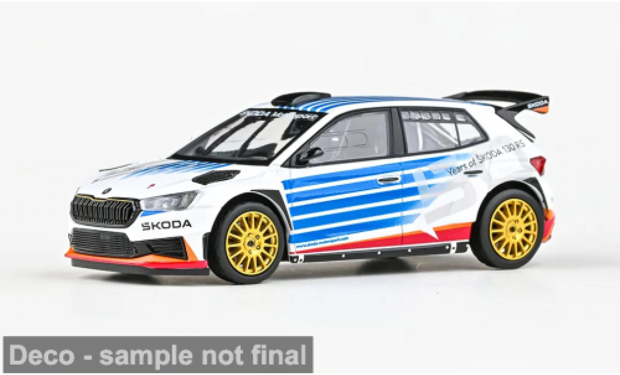 Skoda Fabia 1/43 Abrex IV RS Rallye2 bleue/blanche 2022 Motorsport Design 2025 130RS MC 1:43 miniature