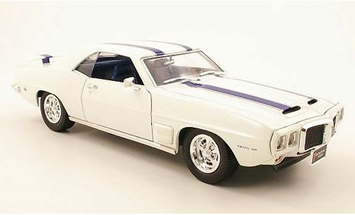 Pontiac Firebird 1969 1/18 Yat Ming trans am blanche/bleu miniature