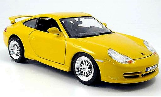 Porsche 911 GT3 1/18 Burago jaune strassenversion miniature