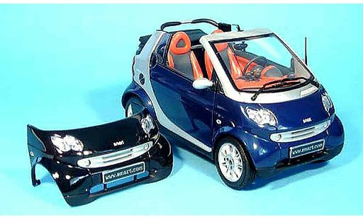 Smart Cabriolet Base 1/18 Kyosho bleu (bodypanel noire) miniature