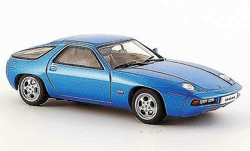 Porsche 928 1977 1/43 Autoart bleu zu offnende Motorhaube miniature