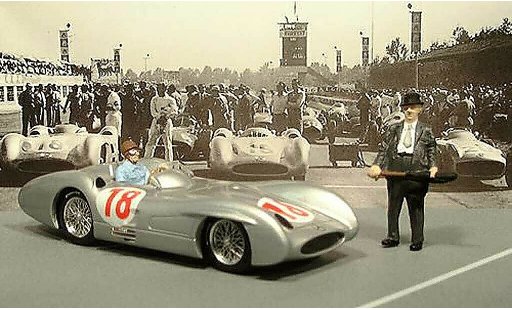 Mercedes W 196 Base 1/43 Brumm GP Italien avec Fangio et Neubauer 1955 miniature