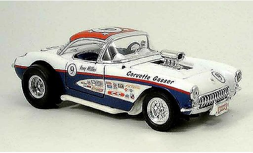 Chevrolet Corvette course 1/18 Yat Ming C1 gasser blanche bleu no.9 1957 miniature