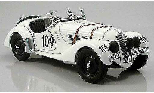 Bmw 328 mille miglia 1/18 Autoart 1938 roadster blanche numero 109 miniature