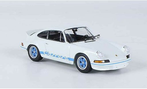 Porsche 911 Carrera 1/43 Minichamps 27 blanche avec bleuen bandes 1972 miniature
