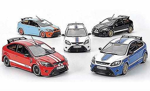 Ford Focus RS Le Mans 1/43 Minichamps 5er-Set: Edition noire / rouge / bleu / bleu / blanche Sondermodelle MCW 2010 miniature