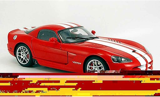 Dodge Viper SRT 10 1/18 Autoart coupe rouge avec bandes blanches 2006 miniature