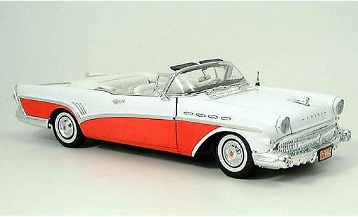 Buick Roadmaster Convertible 1/18 Motormax rouge-blanche 1957 miniature