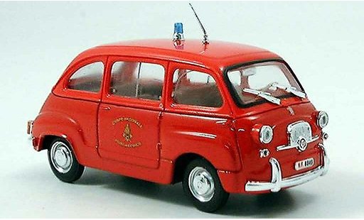 Fiat 600 D 1/43 Brumm Mulitpla pompier miniature